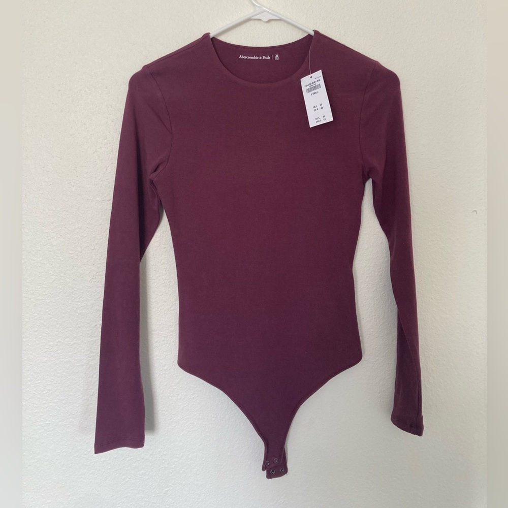 NWT Maroon Abercrombie Cotton-Blend Seamless Crew Bodysuit